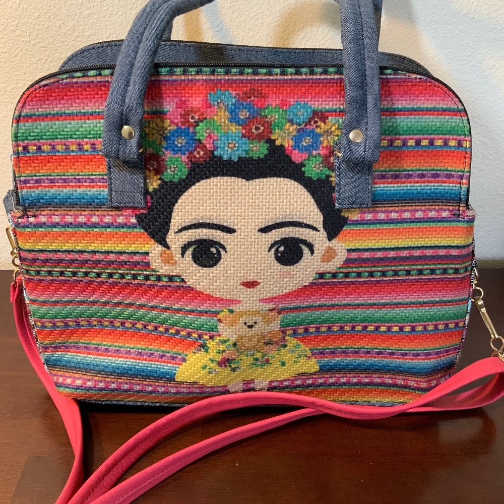 NEW! Frida Kahlo Artisan Bag Tote Purse Bohemian Tribal Rainbow Festival